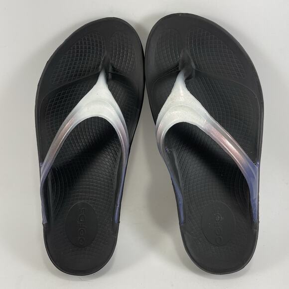 Oofos Oolala Luxe Flip Flops Womens Size 8 Purple Ombré Comfort Recovery Sandals - Picture 6 of 9